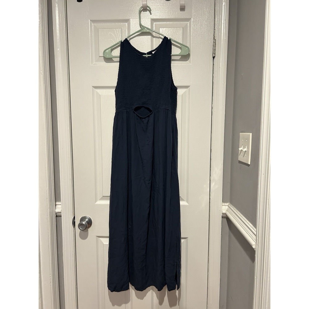 Isabel Maternity by Ingrid & Isabel Cutout Midi Dress Navy Blue (Size M)